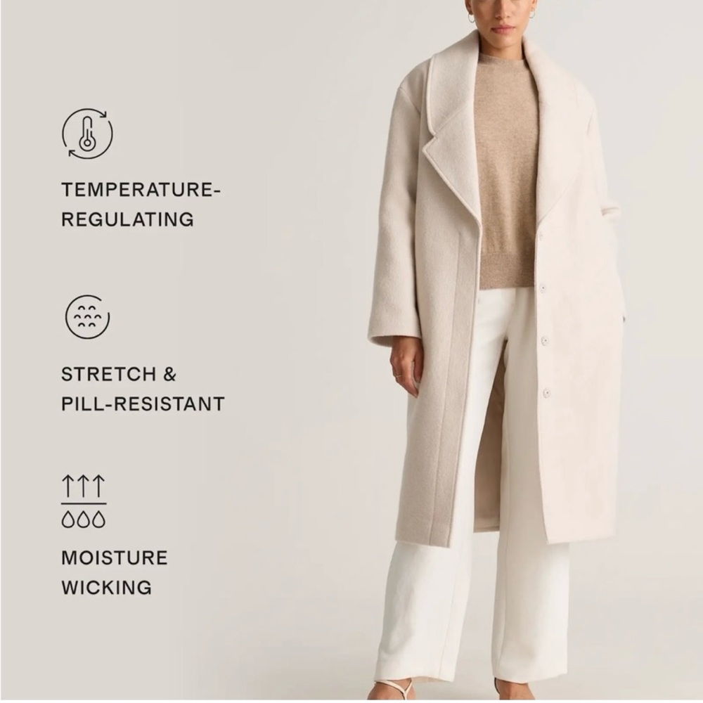 Quince Women's Elegant 💯% Wool Cream Pea Coat Size XS New - Picture 2 of 7